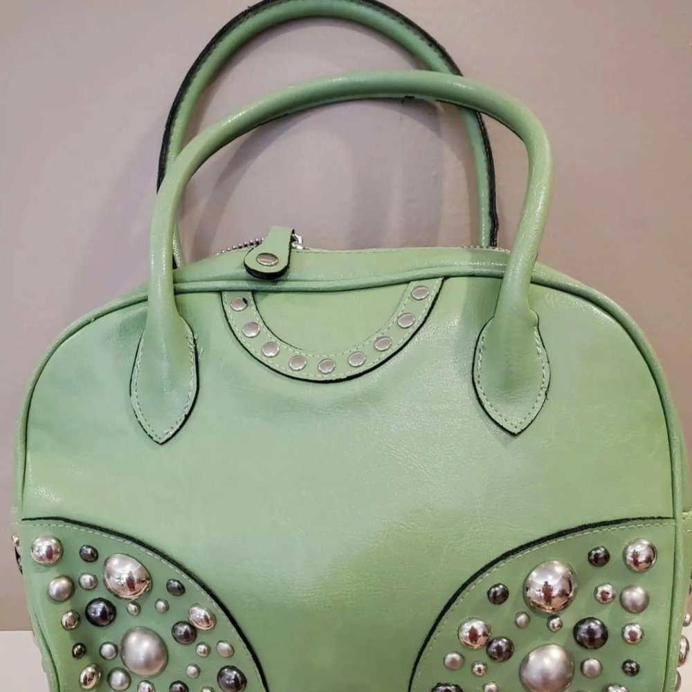 Green With Silver Nubs Purse